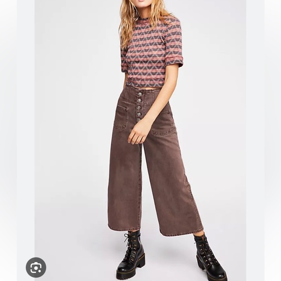 Free People Pants - Free People Wide Leg Crop Jeans